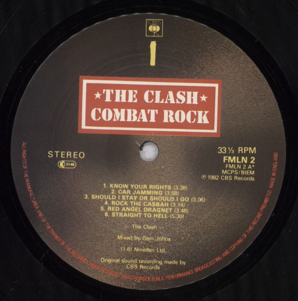 The Clash Combat Rock + Hype Sticker UK vinyl LP album (LP record) CSHLPCO837426