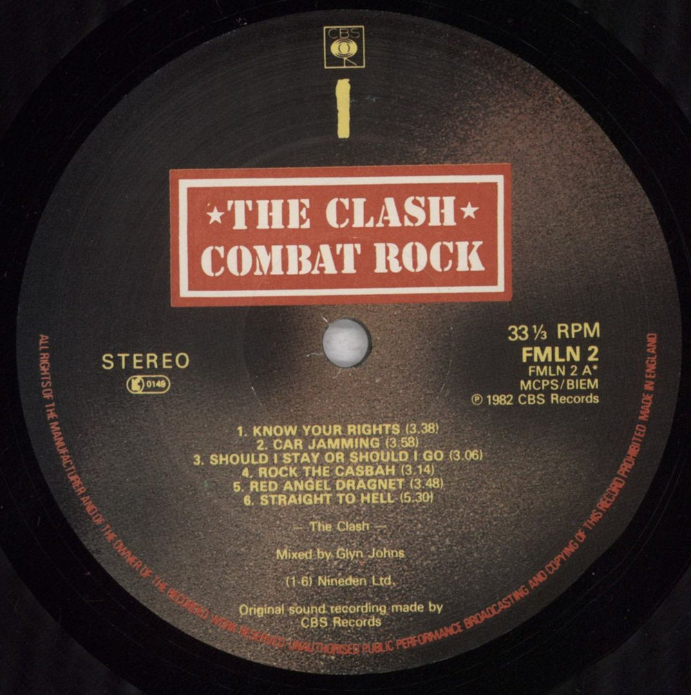 The Clash Combat Rock + Hype Sticker - VG UK vinyl LP album (LP record) CSHLPCO840255