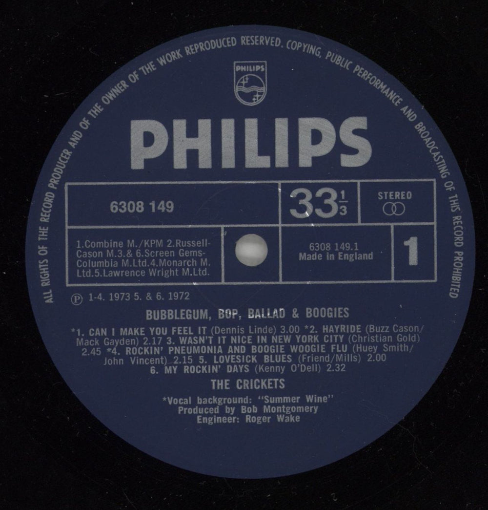 The Crickets Bubblegum, Bop, Ballads & Boogies UK vinyl LP album (LP record) CKTLPBU486778