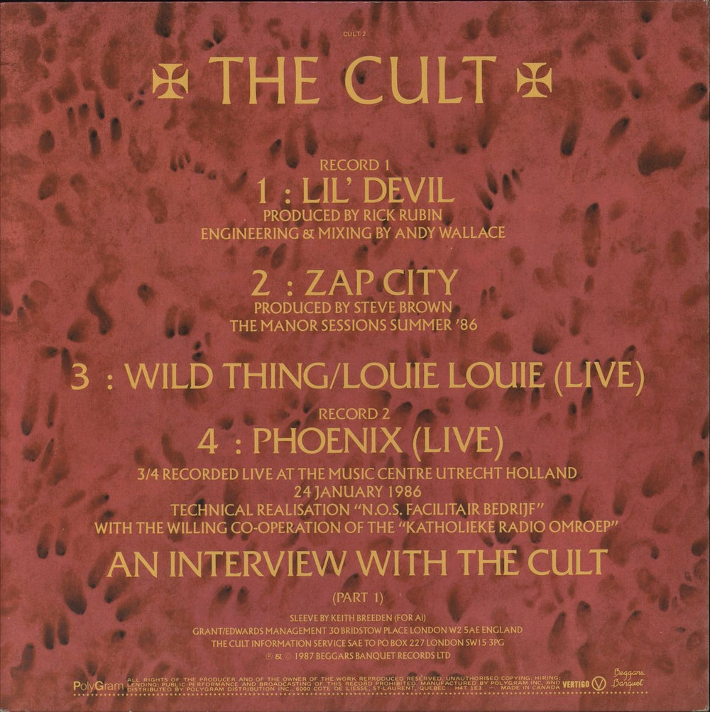 The Cult Lil' Devil - Double Pack + 2 Posters Canadian 12" vinyl single (12 inch record / Maxi-single)