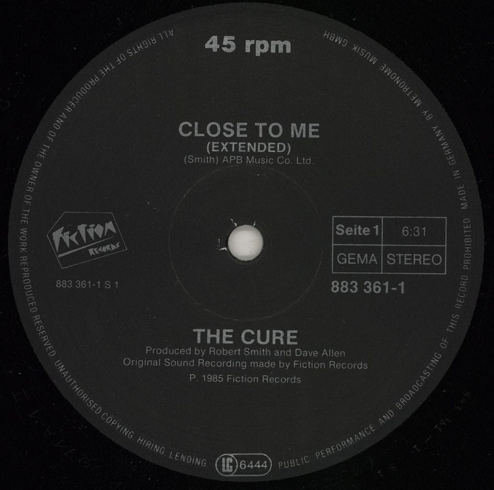 The Cure Close To Me German 12" vinyl single (12 inch record / Maxi-single) CUR12CL25011