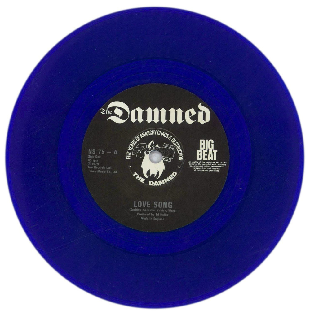 The Damned Love Song - Rat Scabies - Blue - EX UK 7" vinyl single (7 inch record / 45) DAM07LO807359