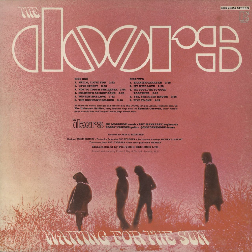 The Doors Waiting For The Sun - Orange - VG UK vinyl LP album (LP record)