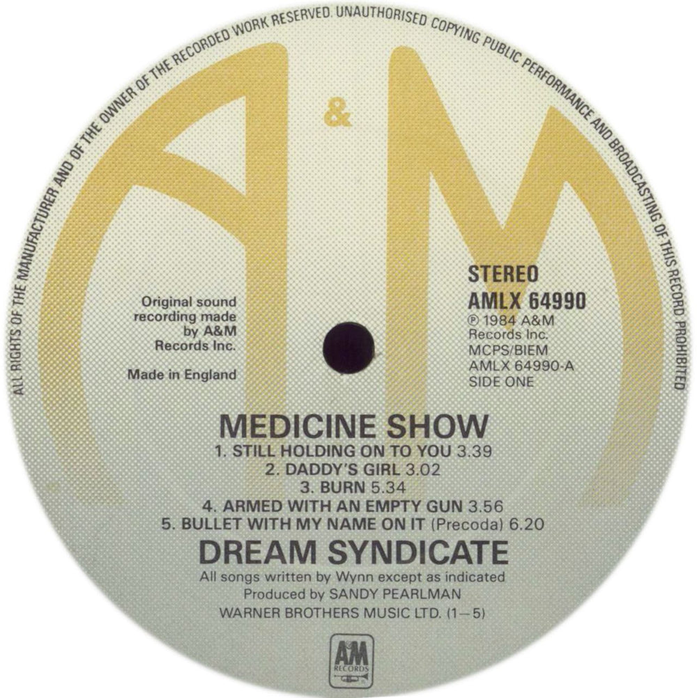 The Dream Syndicate Medicine Show UK vinyl LP album (LP record) DSYLPME840932