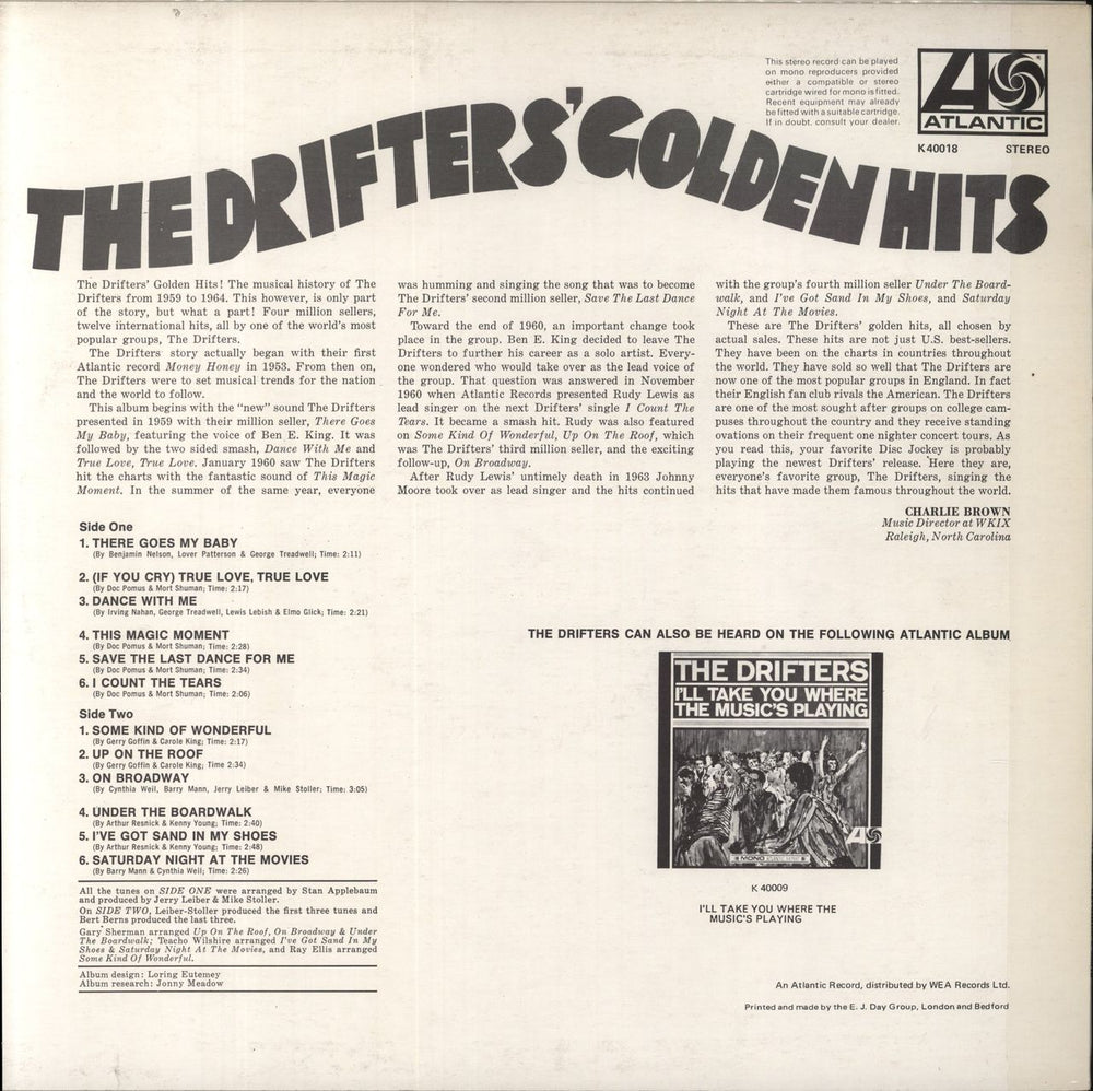 The Drifters Golden Hits UK vinyl LP album (LP record)