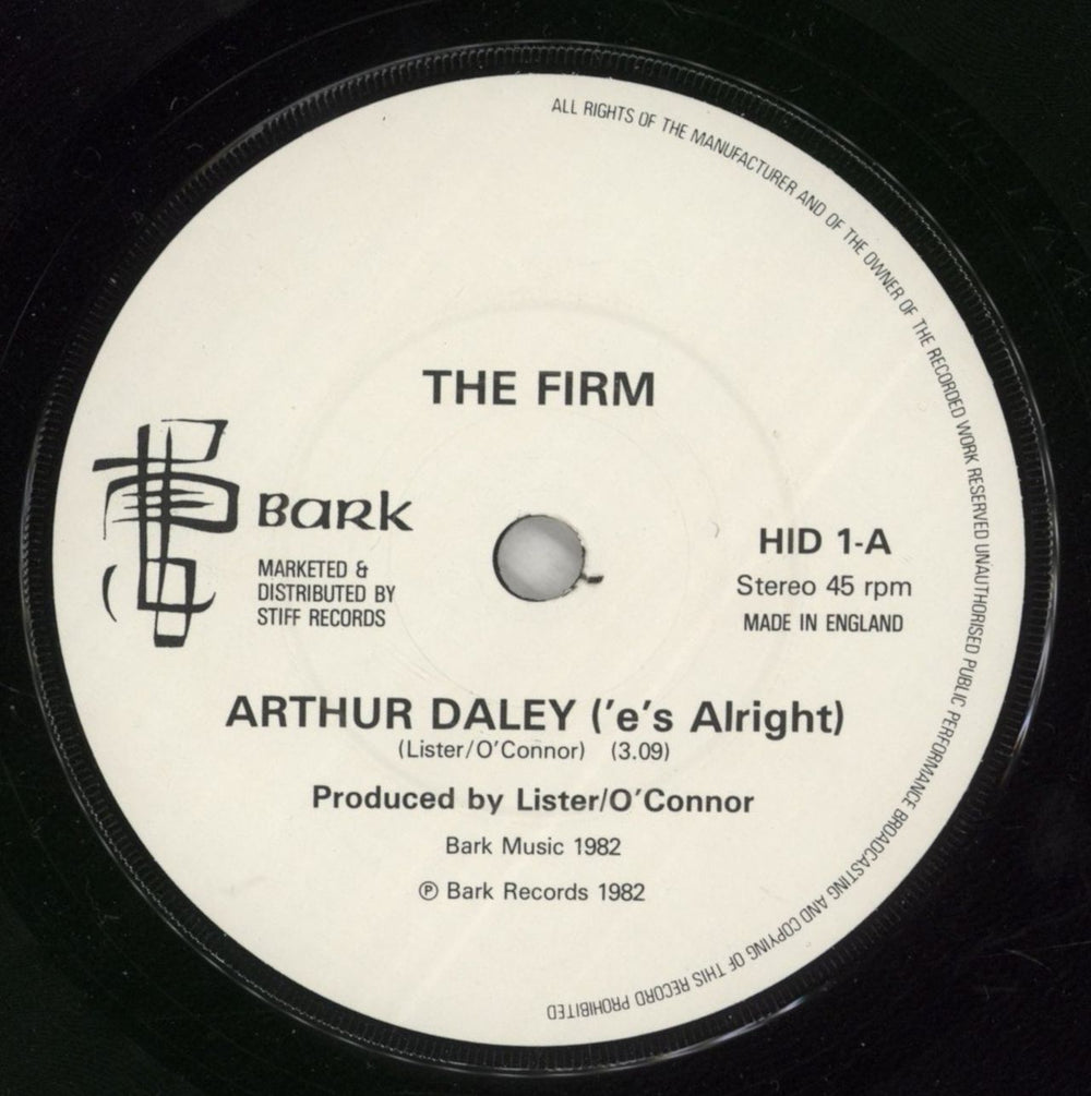 The Firm (Pop) Arthur Daley ('e's Alright) UK 7" vinyl single (7 inch record / 45) UP607AR559622
