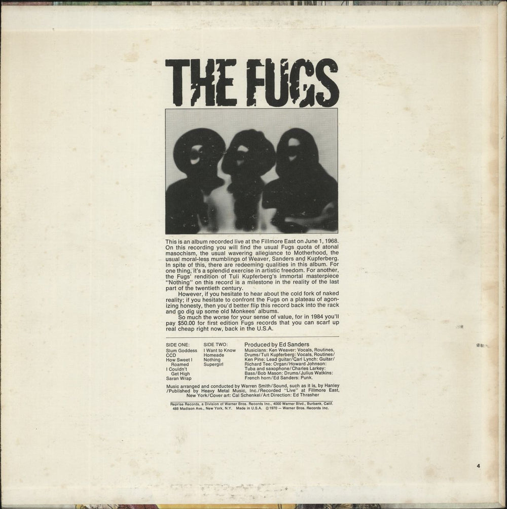 The Fugs Golden Filth US vinyl LP album (LP record)