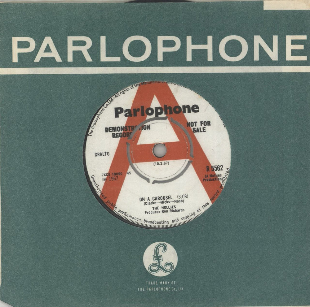 The Hollies On A Carousel - A Label - VG UK Promo 7" vinyl single (7 inch record / 45) R5562