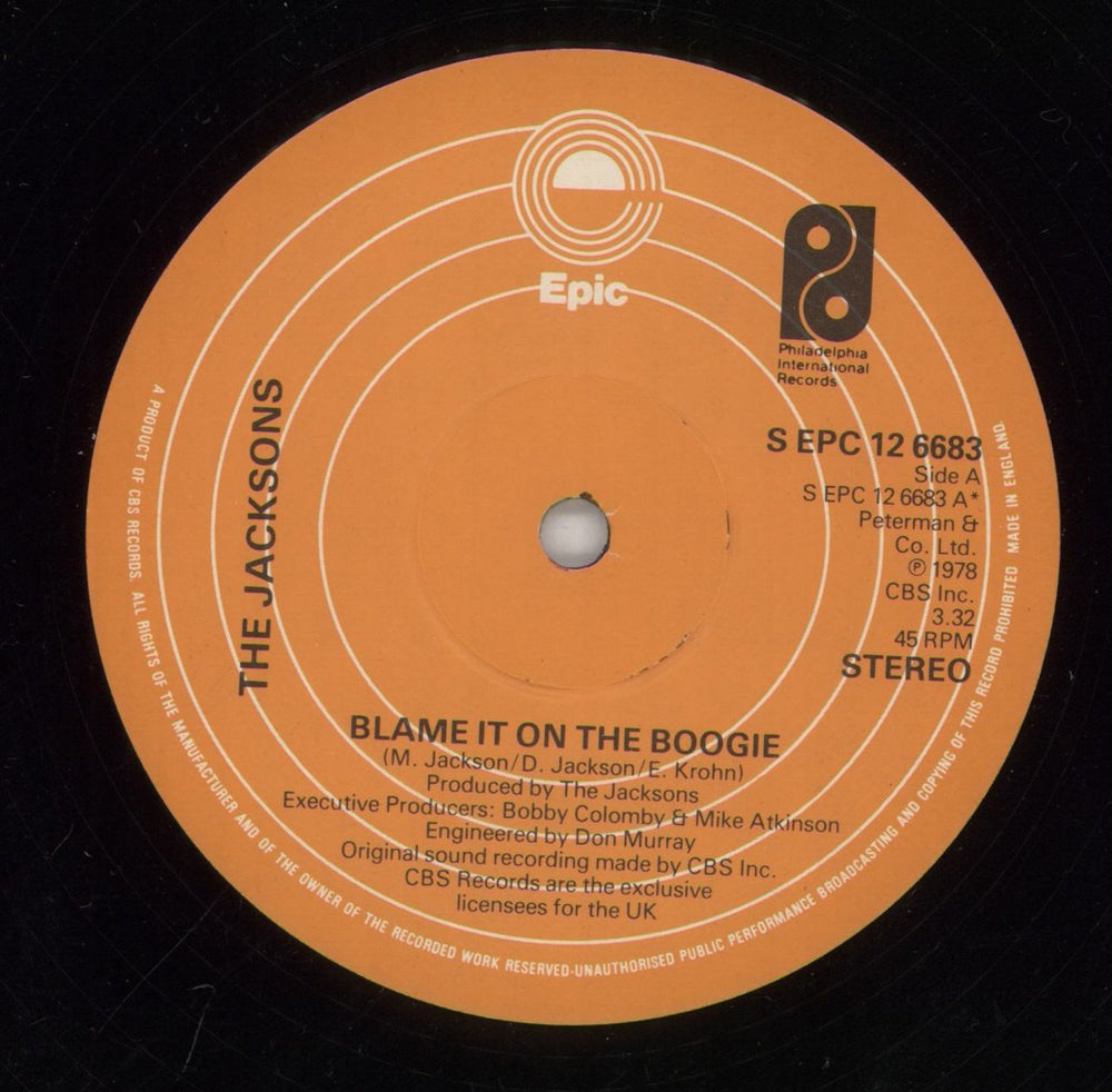 The Jackson Five Blame It On The Boogie UK 12" vinyl single (12 inch record / Maxi-single) JKS12BL35750