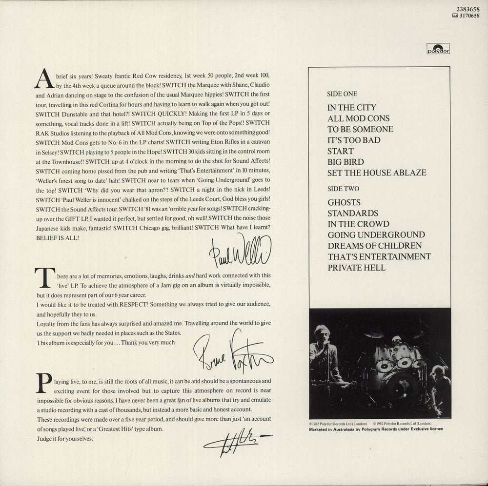 The Jam Dig The New Breed New Zealand vinyl LP album (LP record)