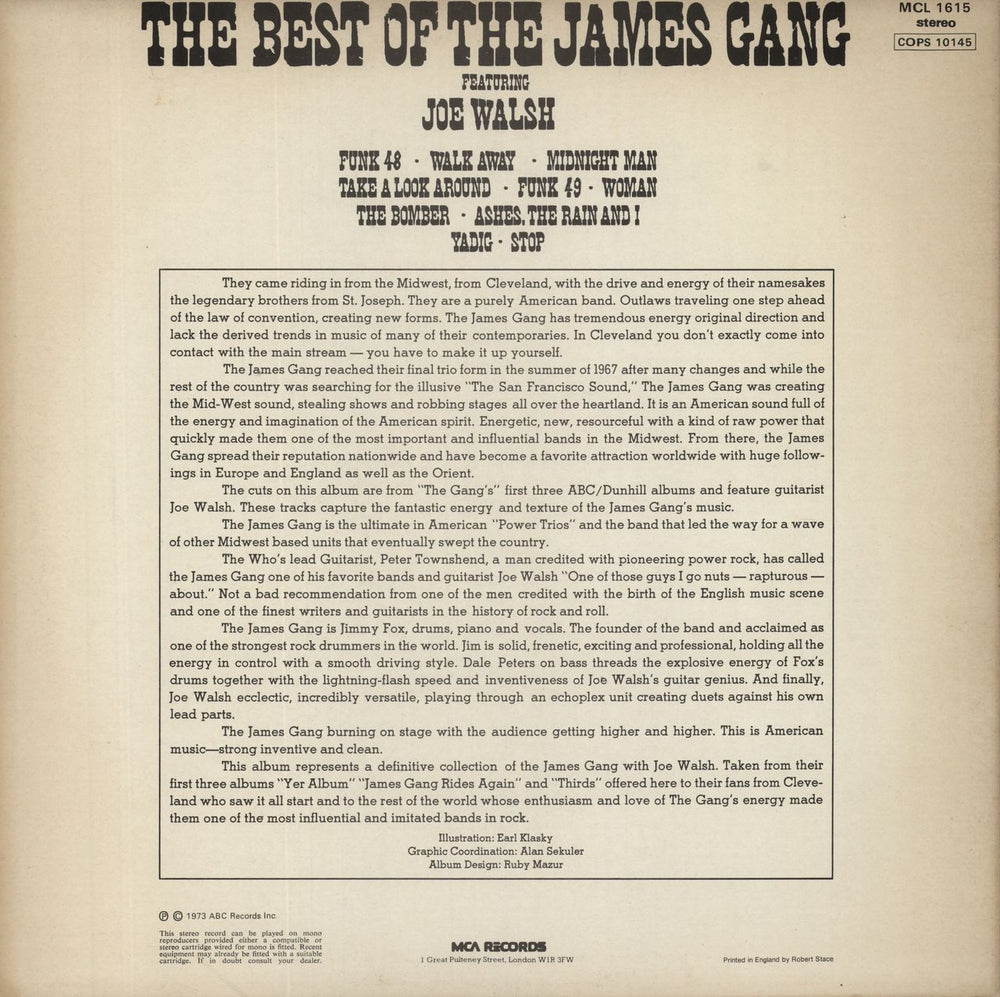 The James Gang The Best Of The James Gang UK vinyl LP album (LP record)