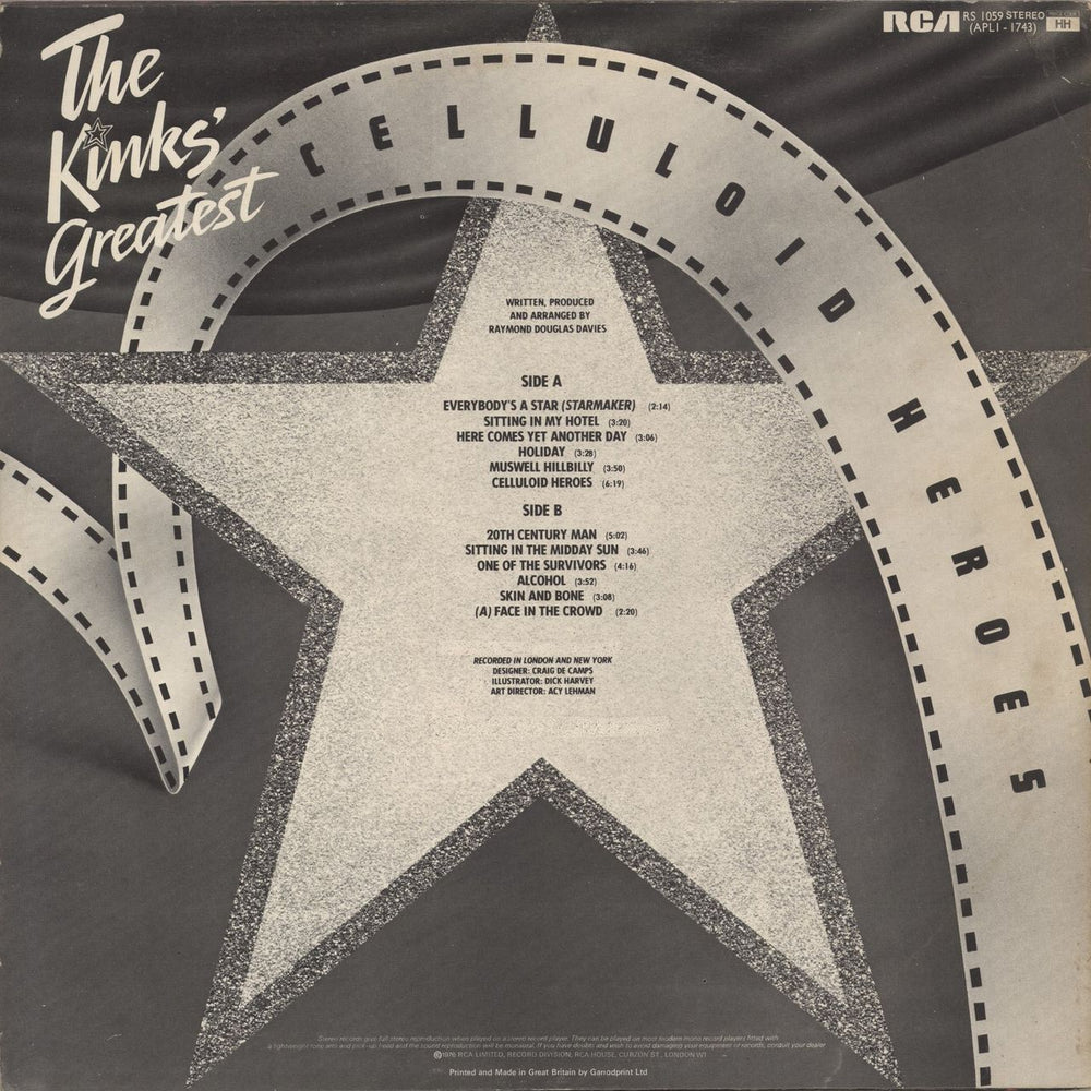The Kinks Celluloid Heroes: The Kinks' Greatest UK vinyl LP album (LP record)