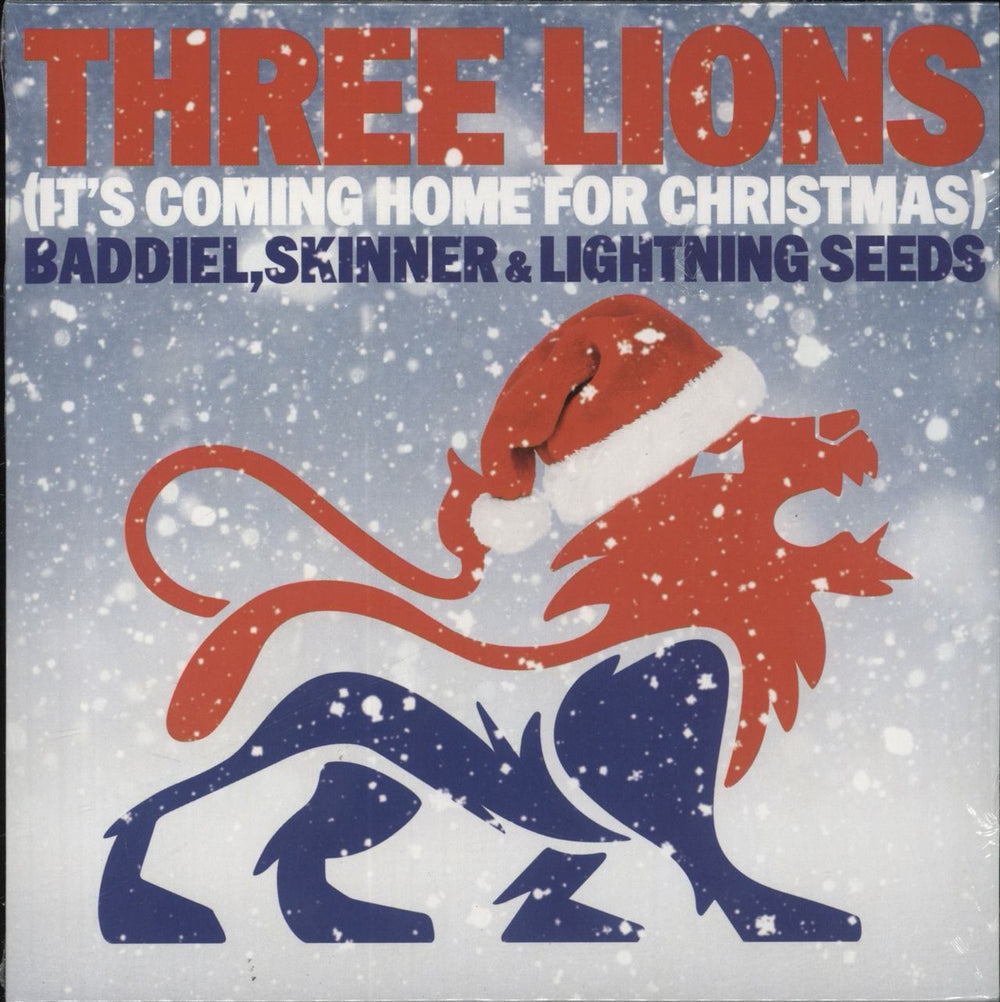 The Lightning Seeds Three Lions [It's Coming Home For Christmas] - White Vinyl - Shrink UK 7" vinyl single (7 inch record / 45) 19658709417