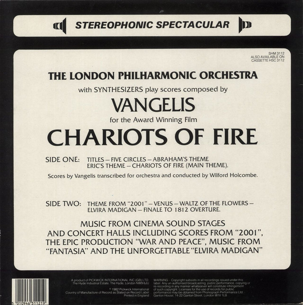 The London Philharmonic Orchestra Chariots Of Fire UK vinyl LP album (LP record)