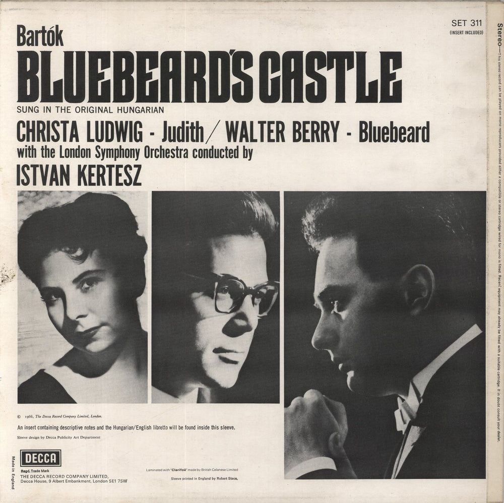 The London Symphony Orchestra Bartók: Bluebeard's Castle UK vinyl LP album (LP record) LQOLPBA841289