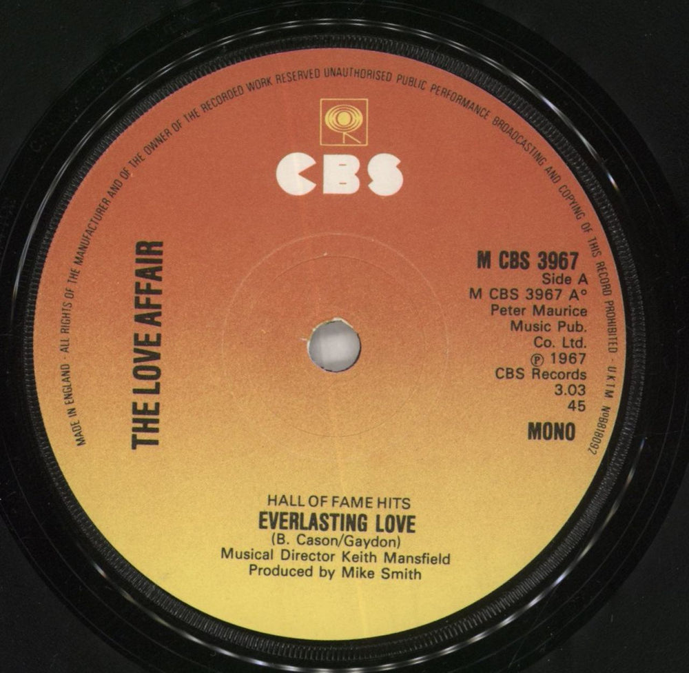 The Love Affair Everlasting Love UK 7" vinyl single (7 inch record / 45) LO507EV859920