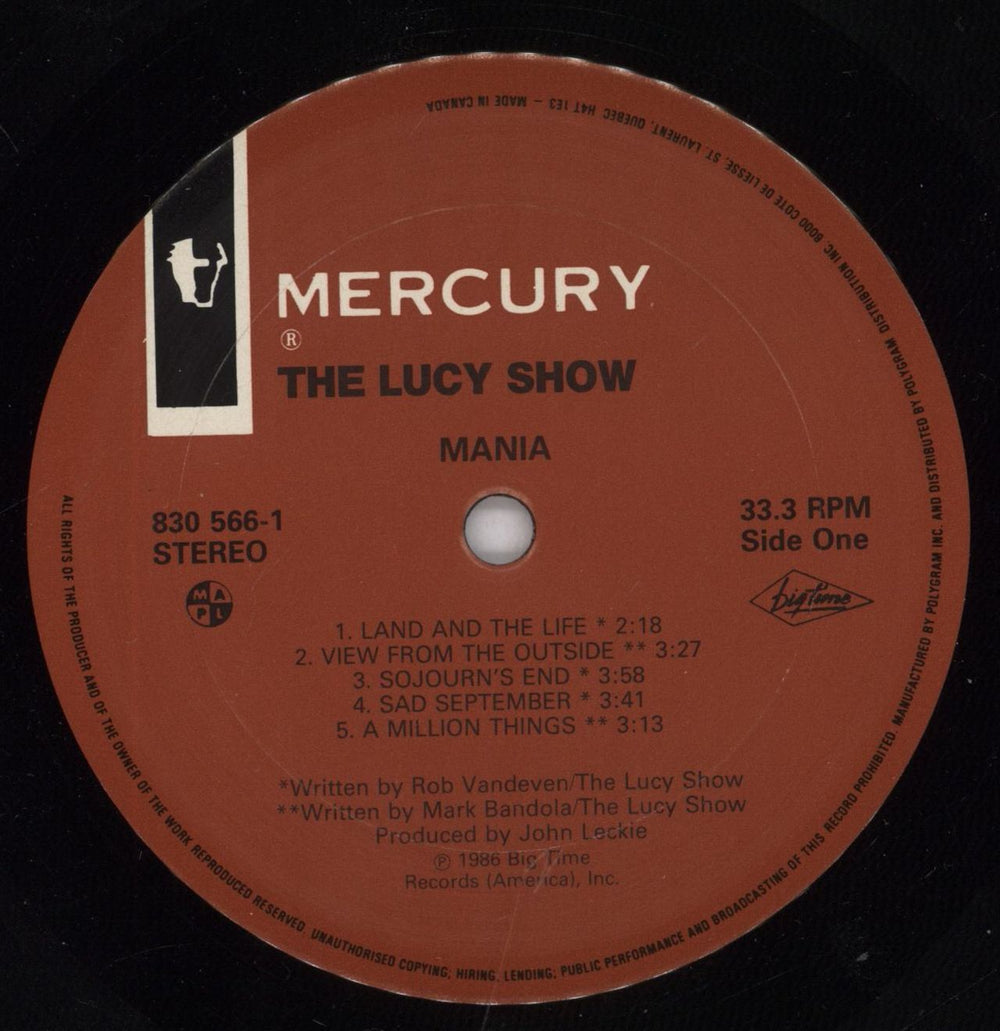 The Lucy Show Mania Canadian vinyl LP album (LP record) TL0LPMA834104