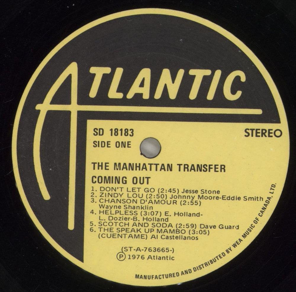 The Manhattan Transfer Coming Out Canadian vinyl LP album (LP record) MNHLPCO862775
