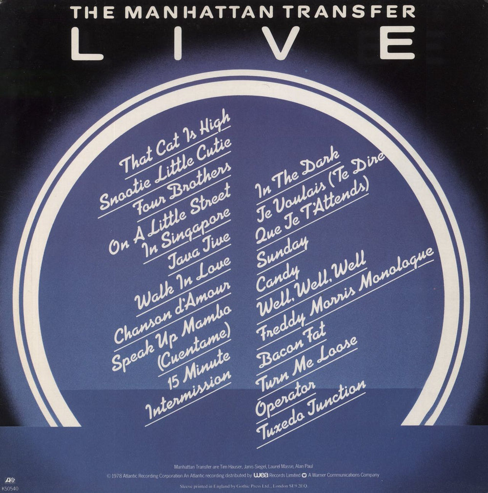 The Manhattan Transfer Live UK vinyl LP album (LP record)