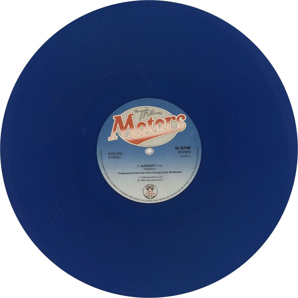 The Motors Airport - Blue Vinyl UK 12" vinyl single (12 inch record / Maxi-single) MTR12AI328088