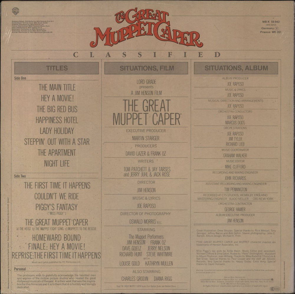 The Muppets The Great Muppet Caper - Sealed German vinyl LP album (LP record)