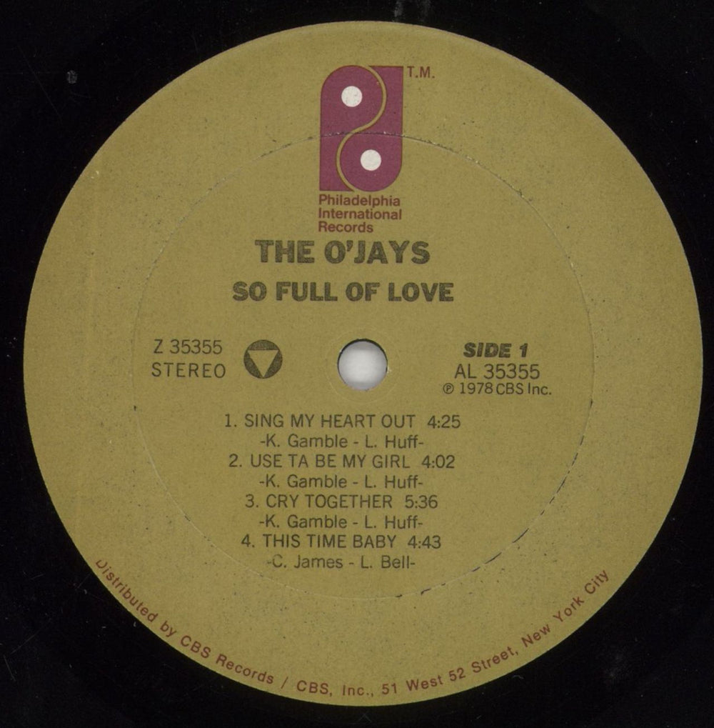 The O'Jays So Full Of Love US vinyl LP album (LP record) OJYLPSO853886