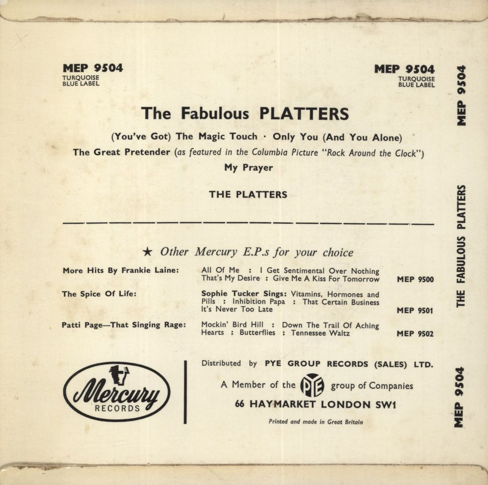 The Platters The Fabulous Platters - 2nd - 4pr UK 7" vinyl single (7 inch record / 45)