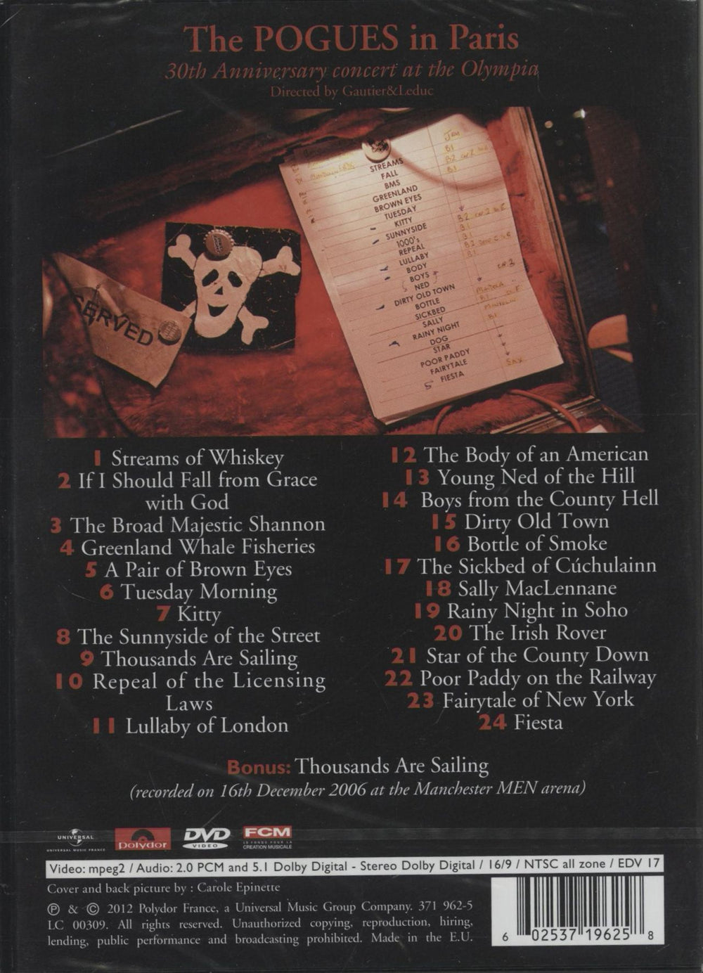 The Pogues In Paris - 30th Anniversary Concert At The Olympia - Sealed French DVD-Audio disc 602537196258