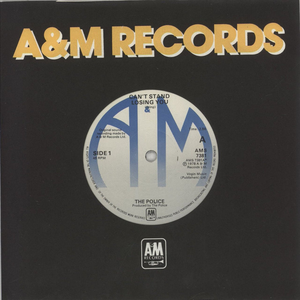 The Police Can't Stand Losing You - Blue labels UK 7" vinyl single (7 inch record / 45) AMS7381