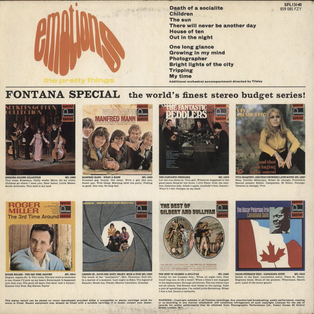 The Pretty Things Emotions UK vinyl LP album (LP record)