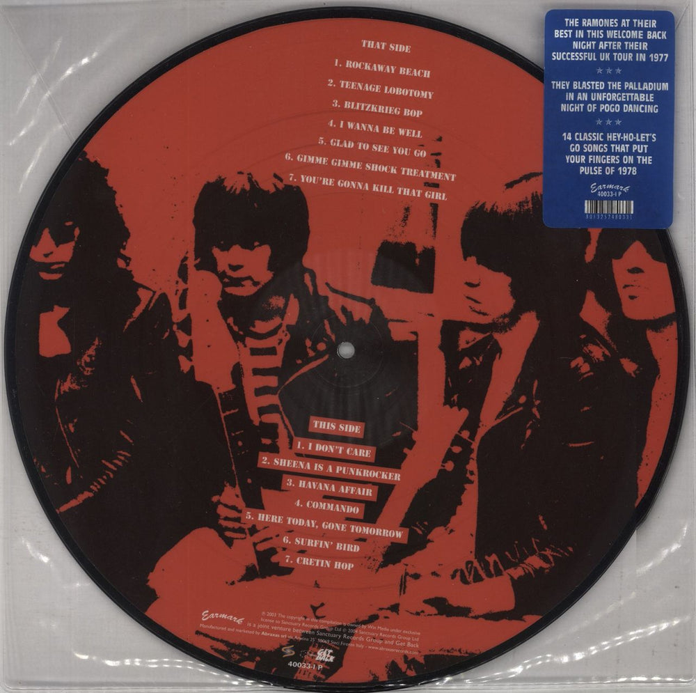 The Ramones Live, January 7, 1978 At The Palladium, NYC (Part 1) UK picture disc LP (vinyl picture disc album) 40033-1P