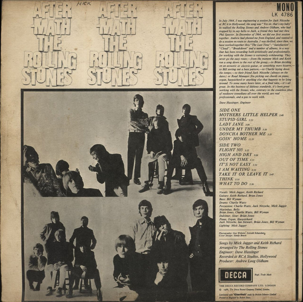 The Rolling Stones Aftermath - Shadow Sleeve - Annotated UK vinyl LP album (LP record)