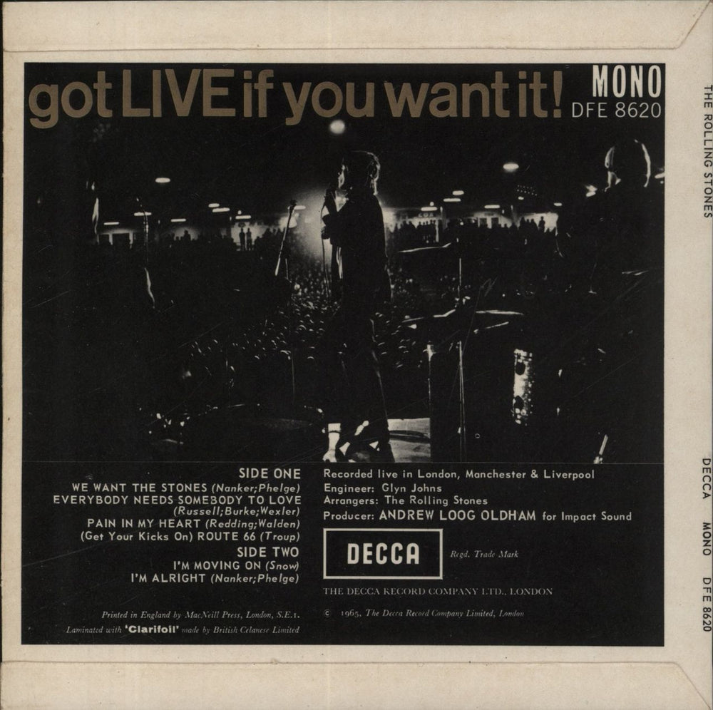 The Rolling Stones Got Live If You Want It EP - 1st UK 7" vinyl single (7 inch record / 45)