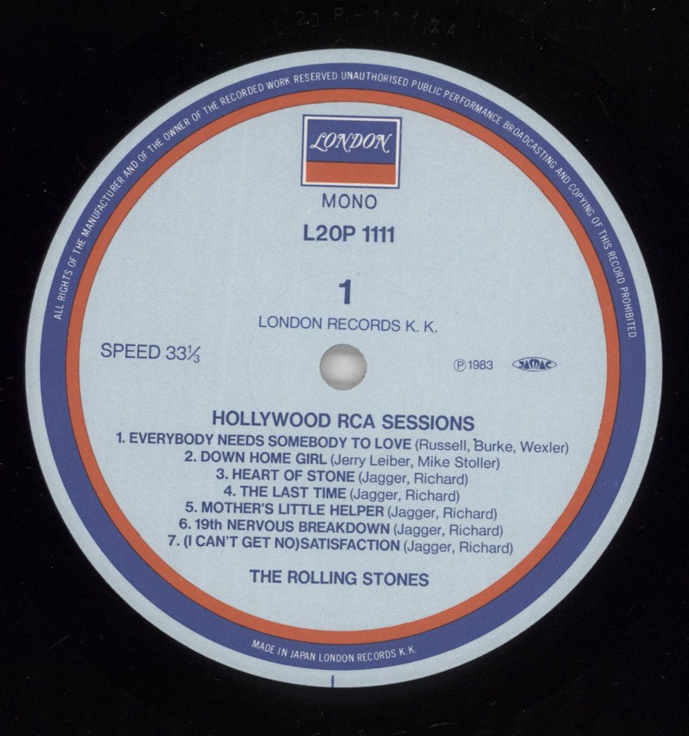 The Rolling Stones Hollywood RCA Sessions Japanese vinyl LP album (LP record) ROLLPHO67367