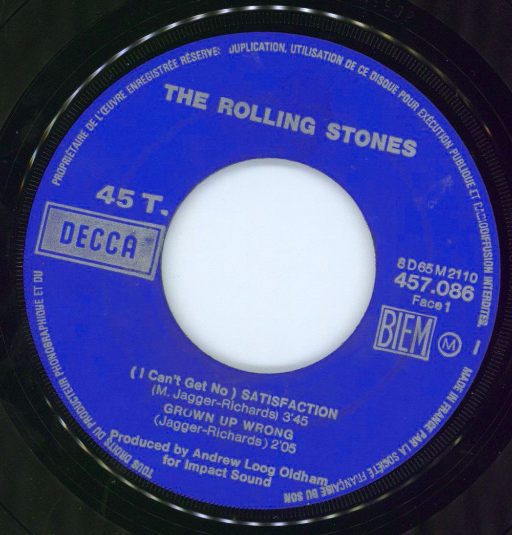 The Rolling Stones (I Can't Get No) Satisfaction - 9-69 French 7" vinyl single (7 inch record / 45) ROL07IC776990