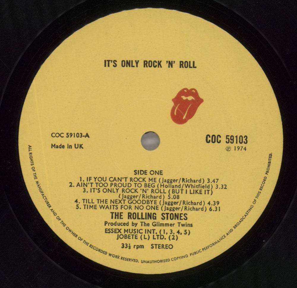 The Rolling Stones It's Only Rock 'n Roll UK vinyl LP album (LP record) ROLLPIT603599