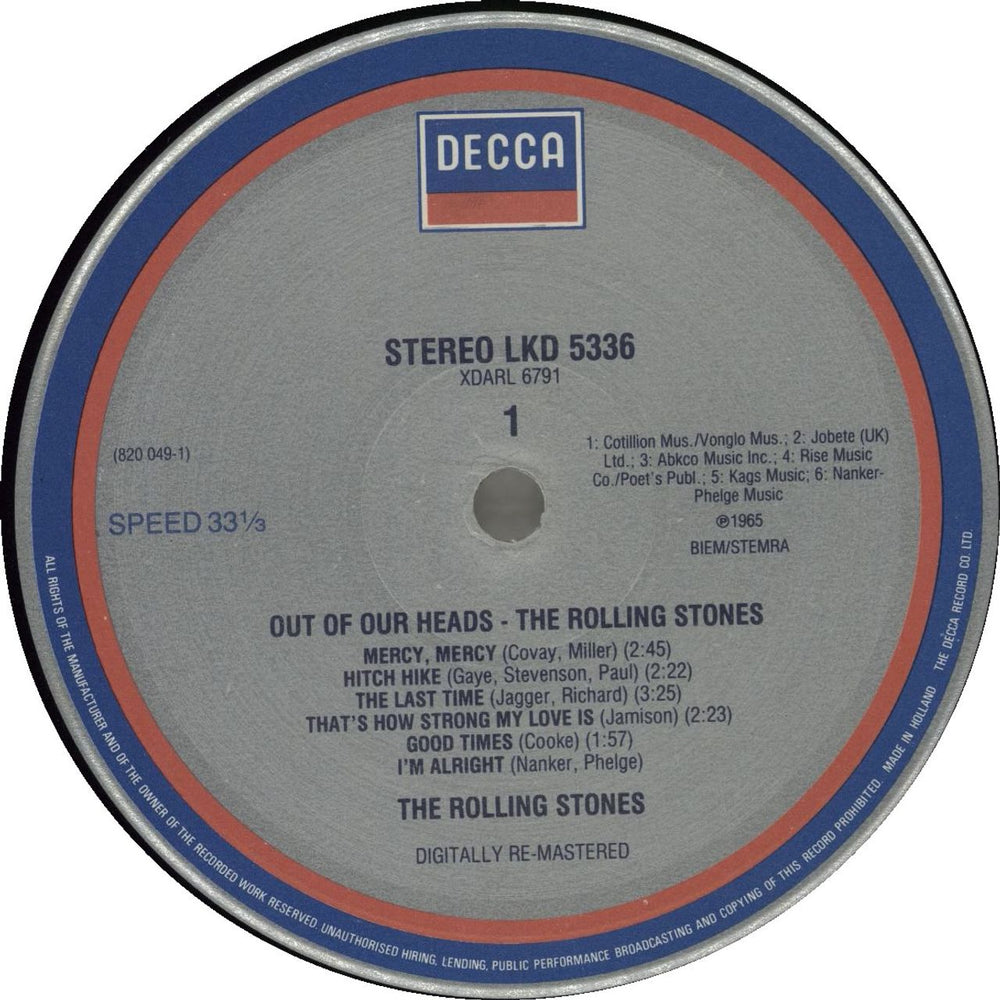 The Rolling Stones Out Of Our Heads - Digitally Remastered/Silver Label UK vinyl LP album (LP record) 042282004918