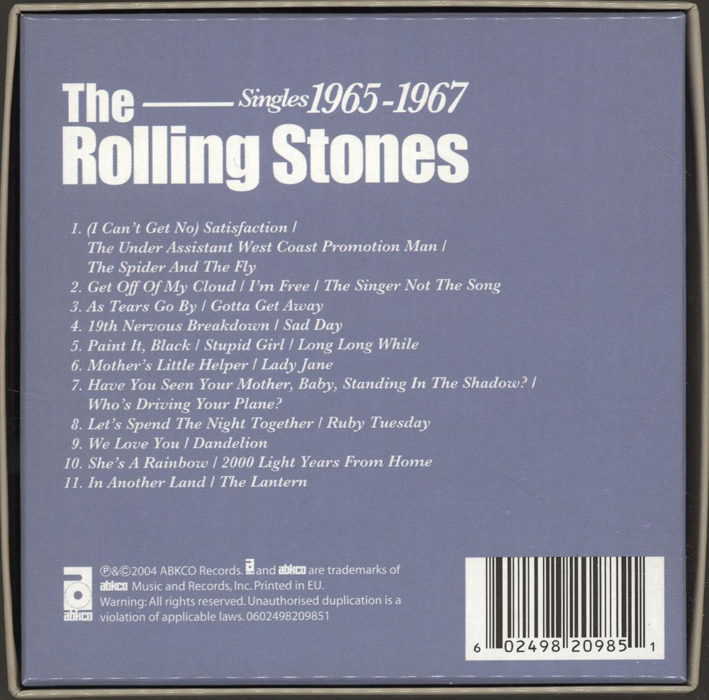 The Rolling Stones Singles 1965-1967 [Volume Two] UK CD Single Box Set 602498209851