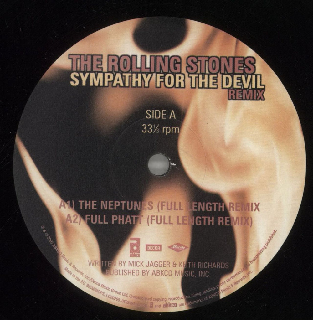 The Rolling Stones Sympathy For The Devil Remix - EX UK 12" vinyl single (12 inch record / Maxi-single) ROL12SY762981