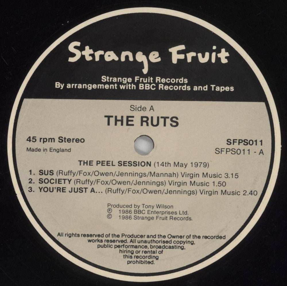 The Ruts The Peel Sessions - VG UK 12" vinyl single (12 inch record / Maxi-single) RTS12TH782151