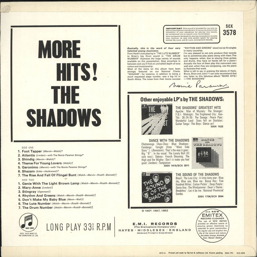 The Shadows More Hits - 1st UK vinyl LP album (LP record)