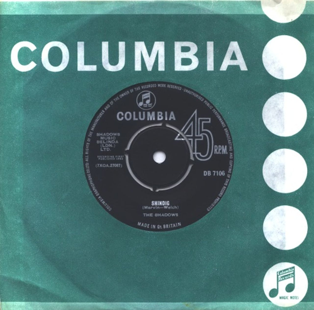 The Shadows Shindig UK 7" vinyl single (7 inch record / 45) DB7106