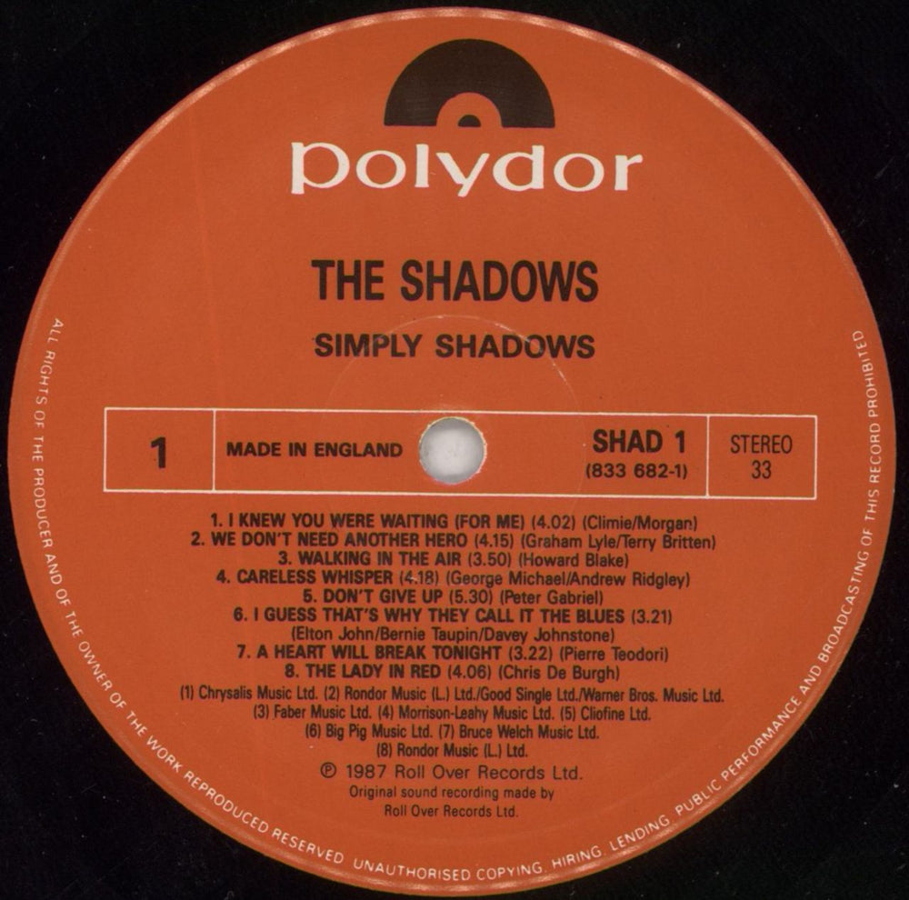 The Shadows Simply Shadows UK vinyl LP album (LP record) SHDLPSI285073