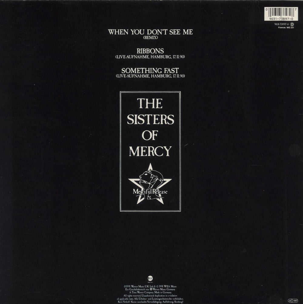The Sisters Of Mercy When You Don't See Me + Patch German 12" vinyl single (12 inch record / Maxi-single) 090317389707