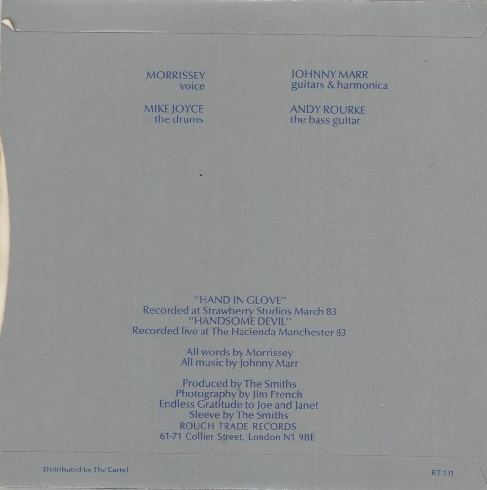 The Smiths Hand In Glove - P/S - London - Four-Prong Centre UK 7" vinyl single (7 inch record / 45)