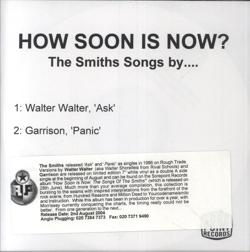 The Smiths How Soon Is Now? The Smiths Songs by... UK Promo CD-R acetate CD-R