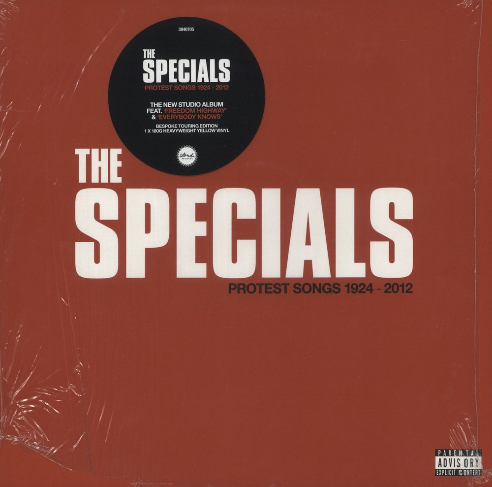 The Specials Protest Songs 1924-2012 - Yellow Vinyl Bespoke Touring Edition - Shrink UK vinyl LP album (LP record) 3840705