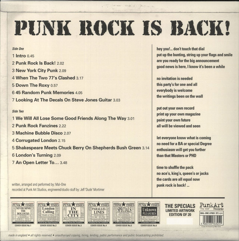 The Specials Punk Rock Is Back! - SPECIALS 'Specials' sleeve UK vinyl LP album (LP record) SPELPPU821228