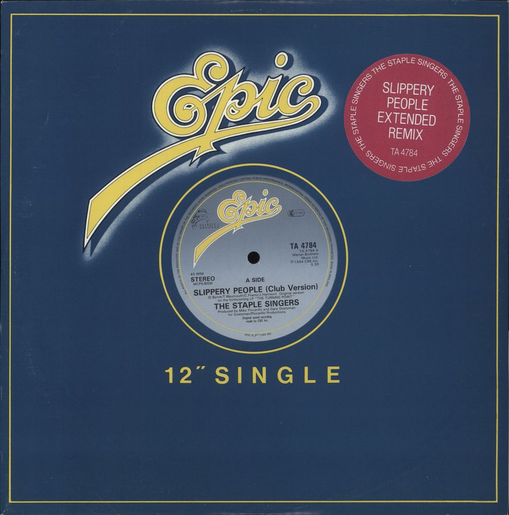 The Staple Singers Slippery People (Club Mix) - Promo Stamped UK Promo 12" vinyl single (12 inch record / Maxi-single) TA4784