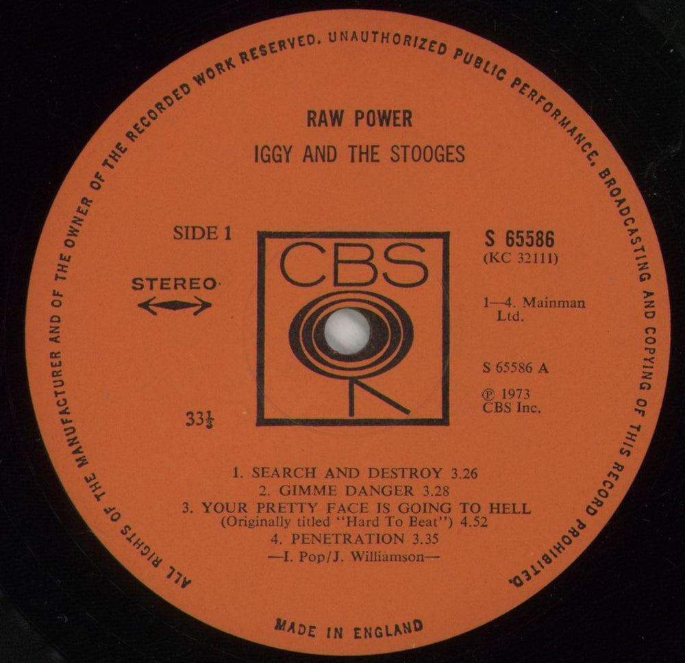 The Stooges Raw Power - EX UK vinyl LP album (LP record) TSGLPRA606605